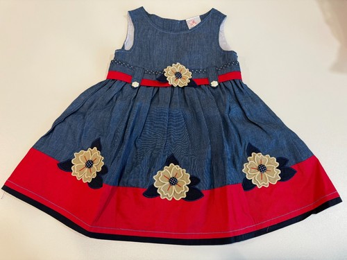 Flower denim girl dress - flower,