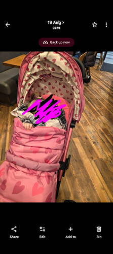 Pink hearts single pushchair - pink,