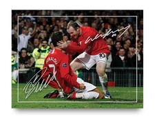 Cristiano Ronaldo & Wayne Rooney Signed Photo Print 8x6 Manchester United