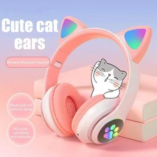Wireless Cat Ear Headphones Bluetooth Headset LED Lights Earphone For Girl Gifts