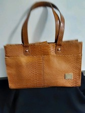 Liz Claiborne Hand Bag Snake Patern Gold Hardwear Slip Pockets Unused 13" By 8 "
