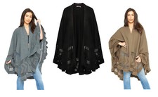 Ladies Quality Womens Knitted Poncho Shrug Cape Shawl Winter Wrap One size Plus