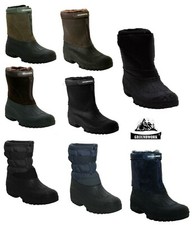 MENS GROUNDWORK WARM FUR LINING WINTER SNOW MUCKER ZIP UP THERMAL BOOTS WELLIES