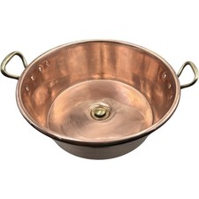 French Vintage Copper Bathroom Basin Sink - Up Cycled & Repurposed Rustic Sink