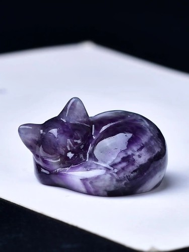 Crystal sleeping cat figurines - sleeping,