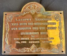 ANTIQUE  BRASS EMBOSSED PLAQUE