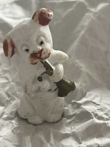 Victorian bisque dog playing - victorian,