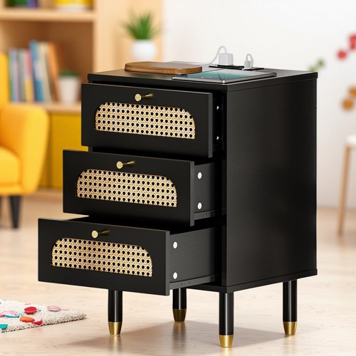 Drawer rattan nightstand - 3,