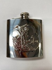 Stainless Steel Outdoor Sports Hip Flask 6oz Brandy Whiskey Bottle Embossed 