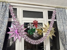 Retro Christmas Foil Hanging Decorations Garlands Pink Silver Gold