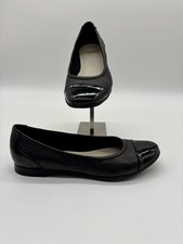 Clarks Black Leather / Patent Toe Ballet Flat Shoes - UK Size 4