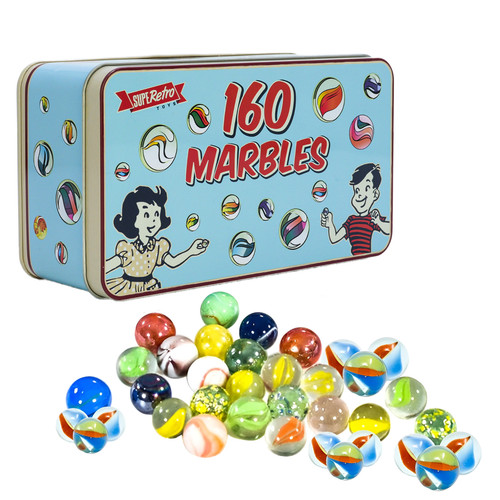 160 marbles storage tin - marbles, in