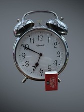 Extra Large Chrome Vintage Ingersoll Wind Up Alarm Bell Clock  - Working