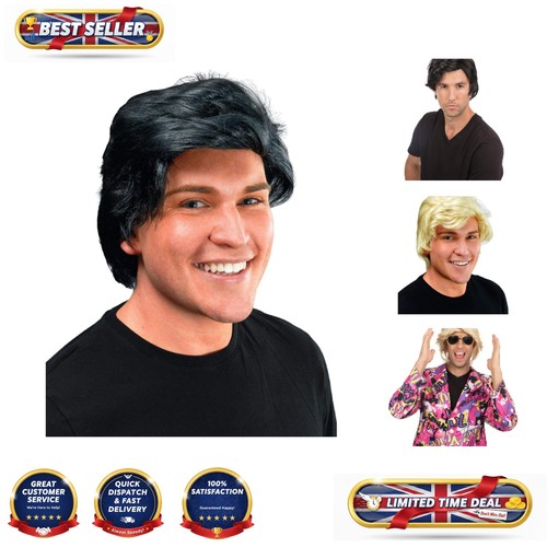 Realistic black side parting - black,