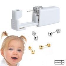 Ear Piercing Kit - Children Silver Gold Short Post Stud Earring Gun Home Self
