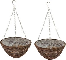 2 x Hanging Baskets 12" Rattan
