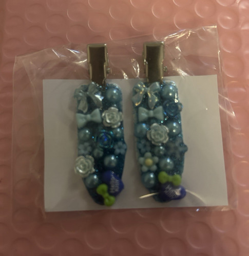Pair blue white floral - pair, &