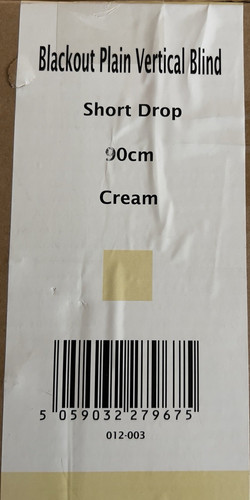 Blackout vertical blind - vertical, cream