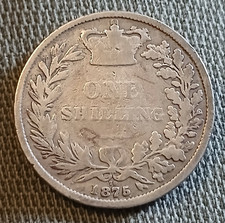 1875 QUEEN VICTORIA SHILLING DIE NUMBER 70