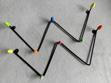 2 VINTAGE ATOMIC 50S 60S WALL ZIG ZAG COAT HOOK RACK MID CENTURY