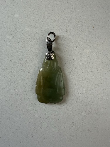Green jade buddha pendant - green,