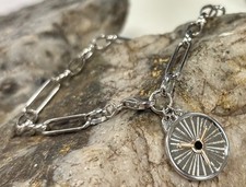 Clogau Welsh Silver & 9ct Rose Gold Yr Wyddfa Summit Figaro Bracelet 18cm