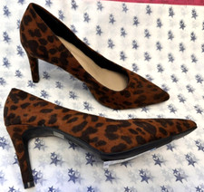 NEW! M&S Marks & Spencer brown-mix animal print faux suede Vegan court shoes