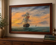 Vintage Framed Sailing Ship