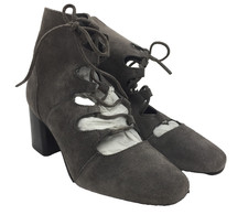 NEXT Signature Women's Heeled Ankle Boots Size 4 Grey Suede Upper Cut Out New F1