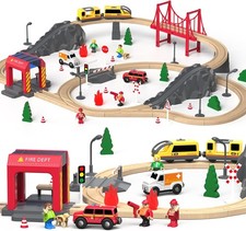 Wooden Train Set 72 Pieces -