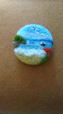 Needle felted brooch sea - brooch.sea, scene