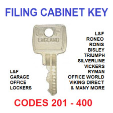 Filing Cabinet Spare Key L&F, Roneo, Ronis, Bisley, Triumph, Silverline, Vickers