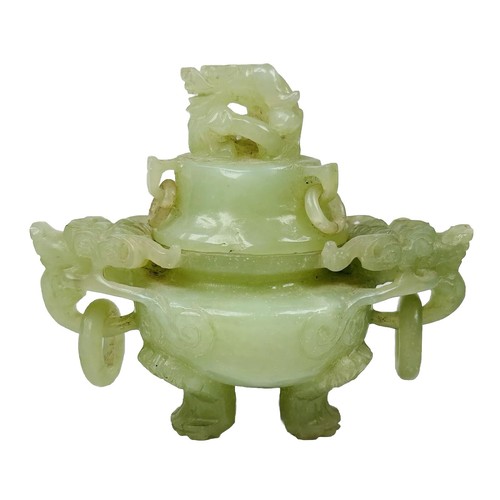 Chinese jade censer burner - jade,