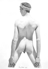 MALE NUDE NATURIST Original Graphite And Charcoal NAKED DRAWING GAY INTEREST