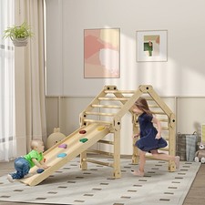 3 in 1 Kids Climbing Set with Sliding Ramp, Foldable Toddler Climbing Toys