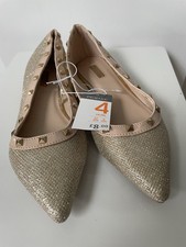 Primark Gold Slip on Shoes with Stud Decoration Size UK 4 EU 37 New With Tags