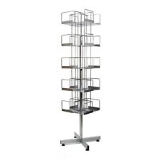 5 Tier Rotating 20 Bay Multi Spinner in Silver for Books, Napkins Display (K33)