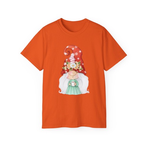 Floral gnome girl tee cute - floral,