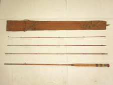 EXCELLENT 1930's MILWARD 10' SPLIT CANE FLY ROD. 3 SECTIONS + SPARE TOP & BAG..