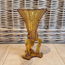 Vintage Amber Glass Vase Art