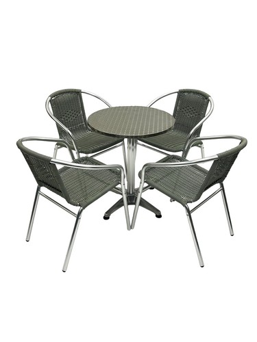 Rattan table and chairs - table,