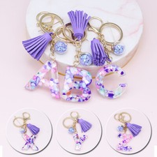 Resin Letter Keyring Personalised Tassel Key Ring Initial A-Z Car Bag Key Chain