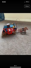 Vintage Playmobil Horse Drawn Red Stagecoach No 7 with Figures and Accessories 