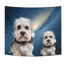 Dandie Dinmont Terrier On Blue Print Tapestry-
