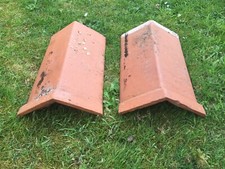 2x 19" Reclaimed Clay Terracotta Collared Roof Ridge Tiles 105 Degree