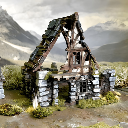 Ruined medieval house 28mm dnd - ruined,