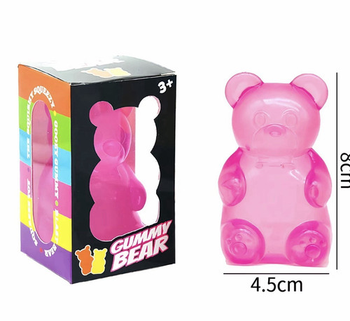 Pink gummy bear squeeze stress - gummy,