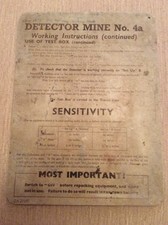 WW2 British Army Mine Detector 4a Working Instructions Metal Plate