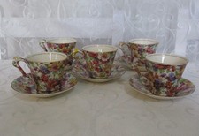Vintage James Kent Fenton Du Barry Chintz Coffee Cup And Saucer  X 5