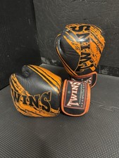 Twins Muay Thai Boxing Glove 12oz Real Leather Used. Orange And Black
